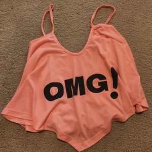 OMG Logo Crop Pink Top Size S